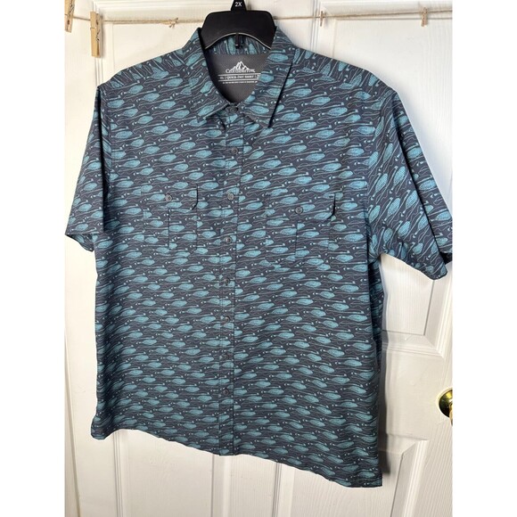 Croft and Barrow Quick Dry shirt Men's XL Fishing Pole and Net Themed Polyester - Picture 6 of 9
